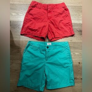 Two Pairs of Bright Cotton Shorts - Red & Teal